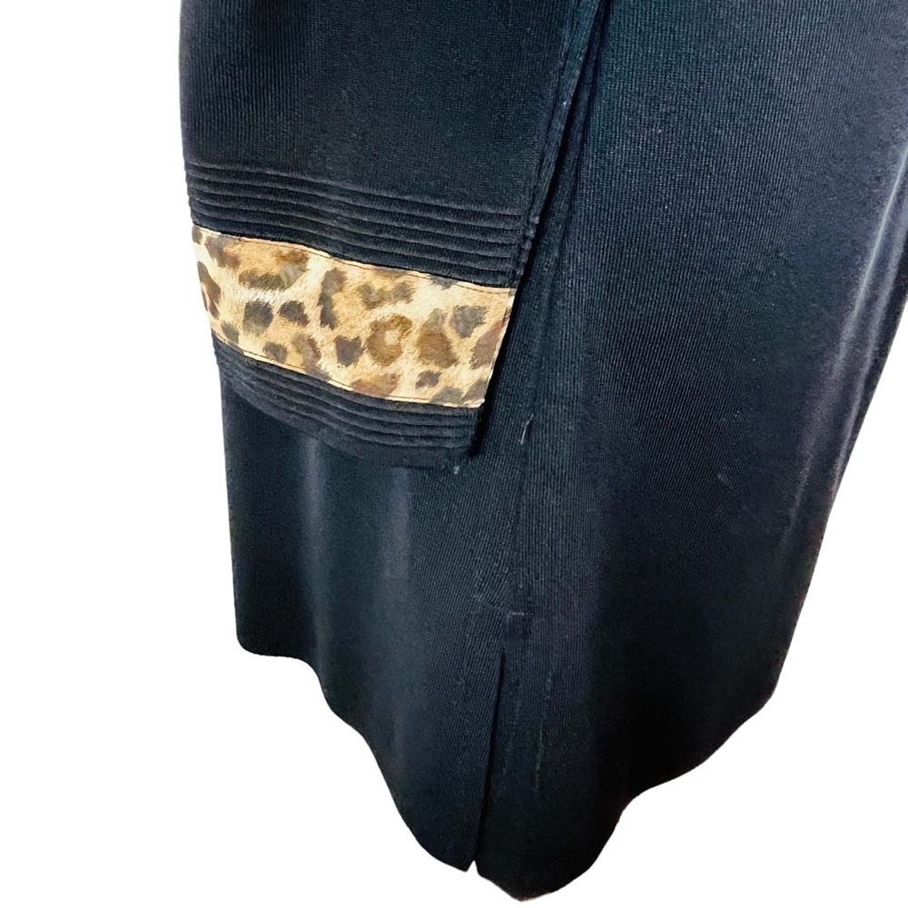 Exclusively MISOOK Black Leopard Cardigan Long Knit‎ Sweater Jacket Sz S Classic - Picture 8 of 11